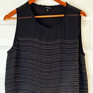 Lucky Brand Black & Gold Beading Sleeveless Top *Size L